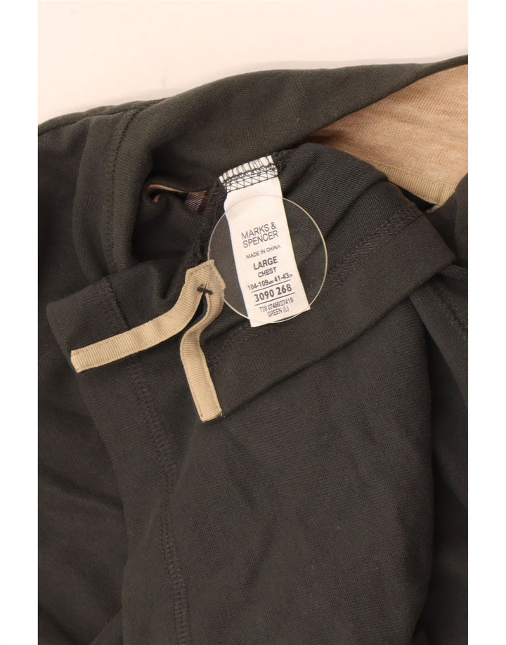 Marks & Spencer Mens Blue Harbor Zip Top Manga Comprida Grande Verde
