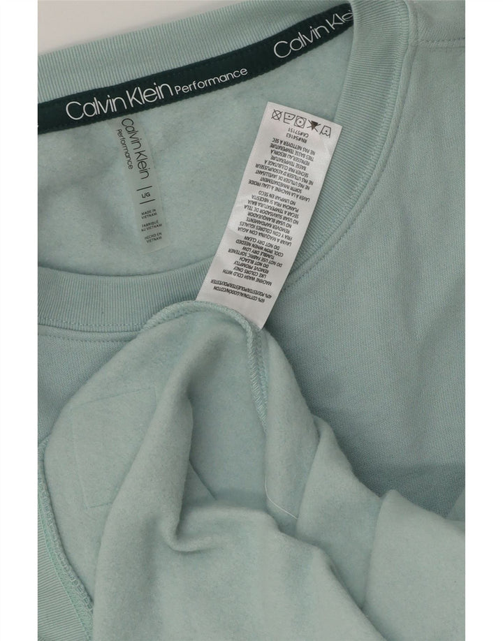 Calvin Klein moletom masculino jumper grande algodão turquesa