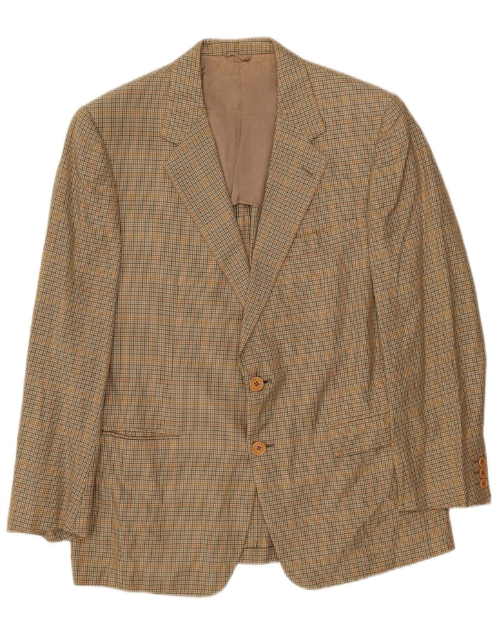 Jaqueta blazer masculina Burberrys com 2 botões IT 52 grande algodão xadrez bege