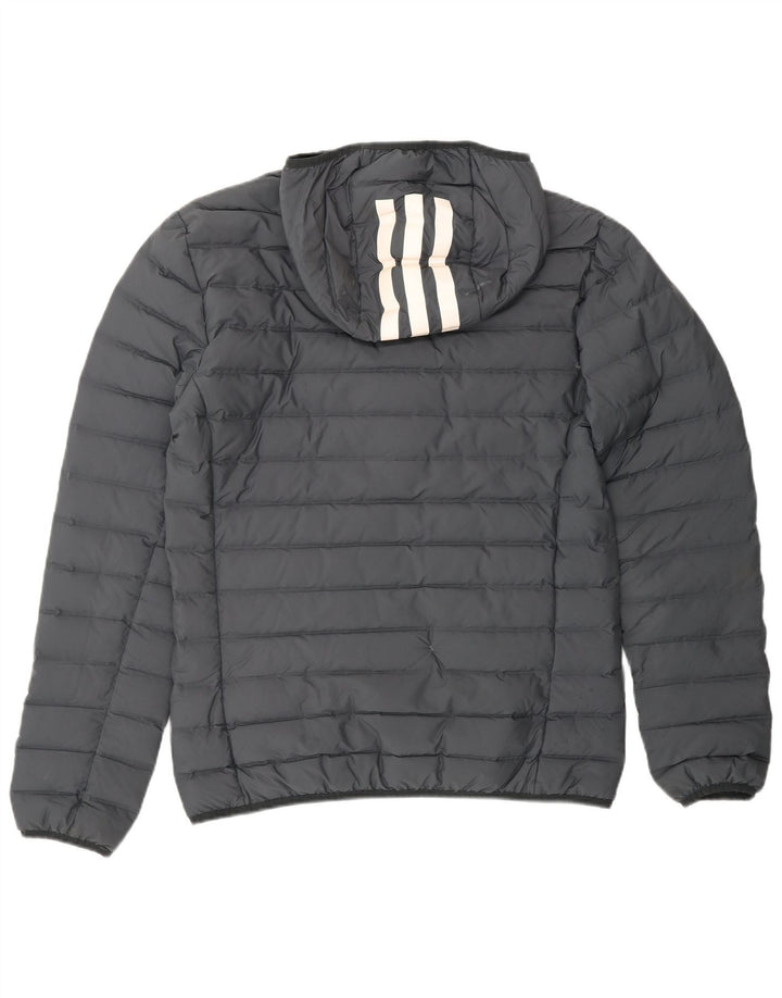 Jaqueta acolchoada com capuz masculina ADIDAS UK 38 poliéster cinza médio