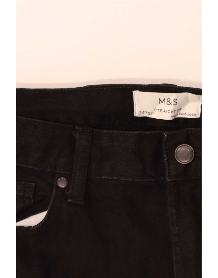Jeans retos masculinos Marks & Spencer W34 L31 algodão preto
