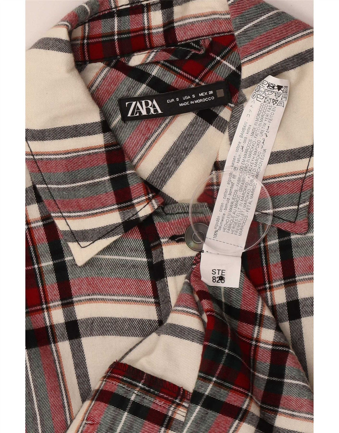 Zara Womens Oversized Utility Jacket UK 10 Pequeno xadrez multicolorido