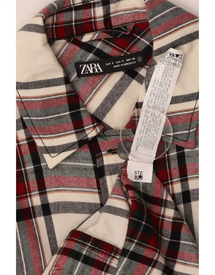 Zara Womens Oversized Utility Jacket UK 10 Pequeno xadrez multicolorido