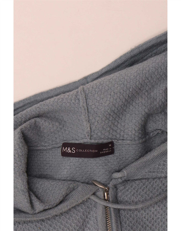 Suéter cardigã masculino com capuz Marks & Spencer viscose azul médio