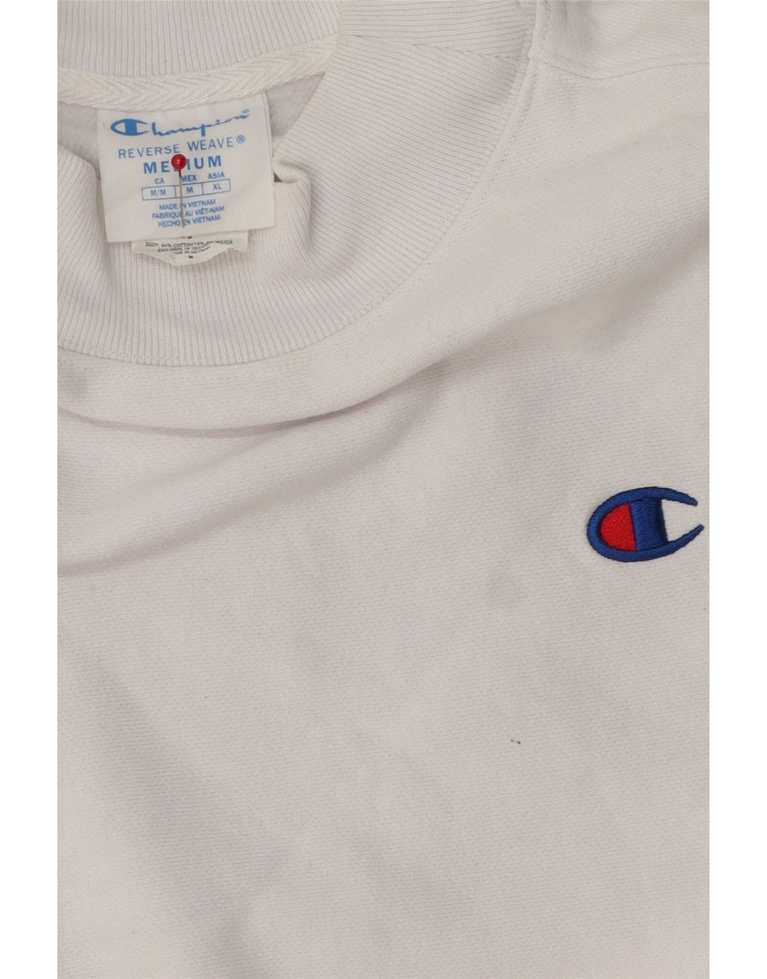 Champion feminino crop moletom jumper UK 14 médio algodão branco