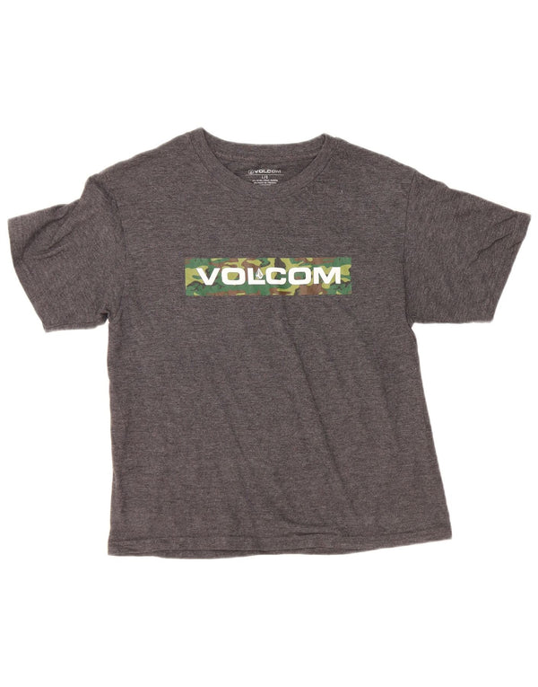 Camiseta feminina gráfica Volcom UK 14 grande algodão cinza