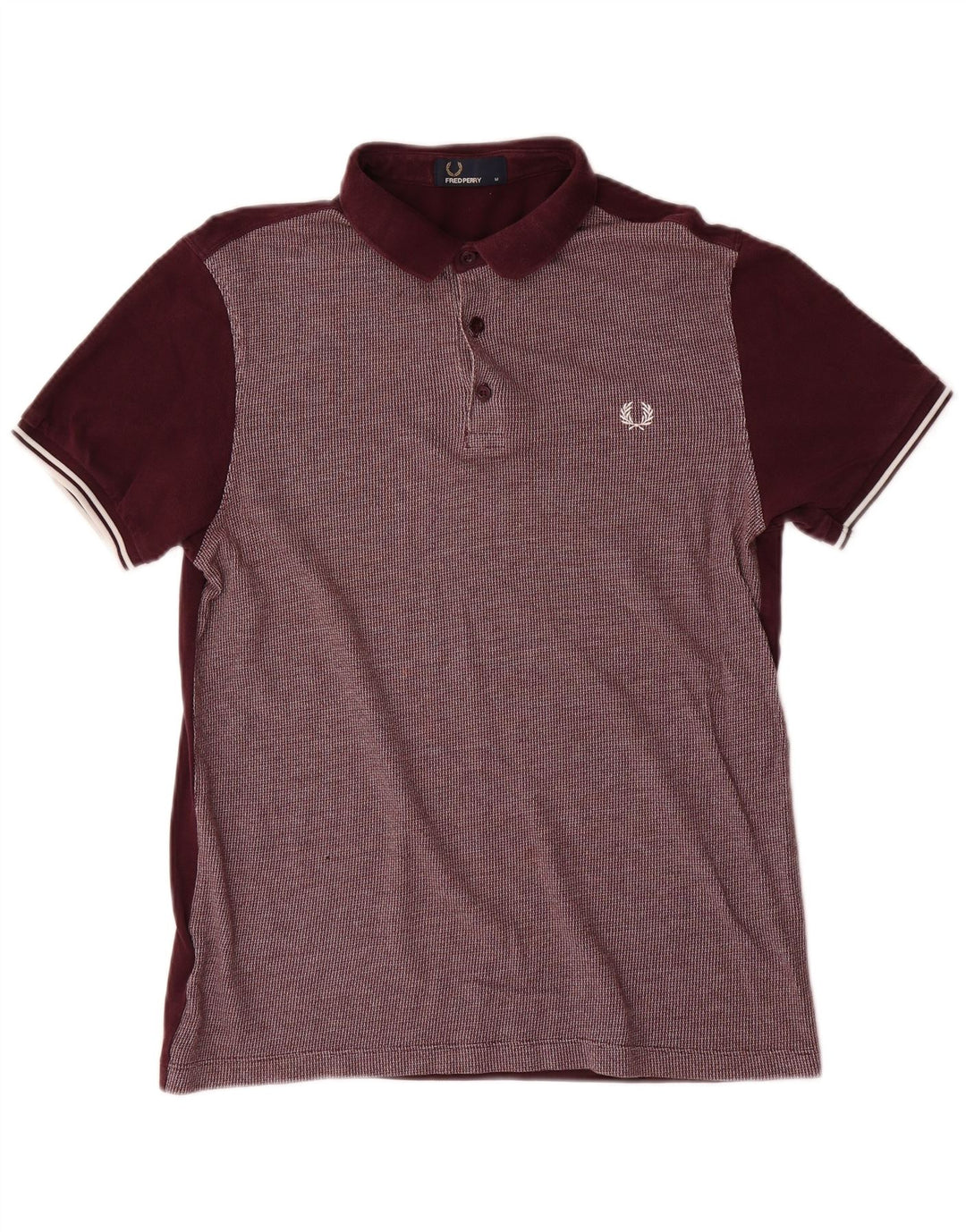 Camisa polo masculina Fred Perry de algodão xadrez médio Borgonha