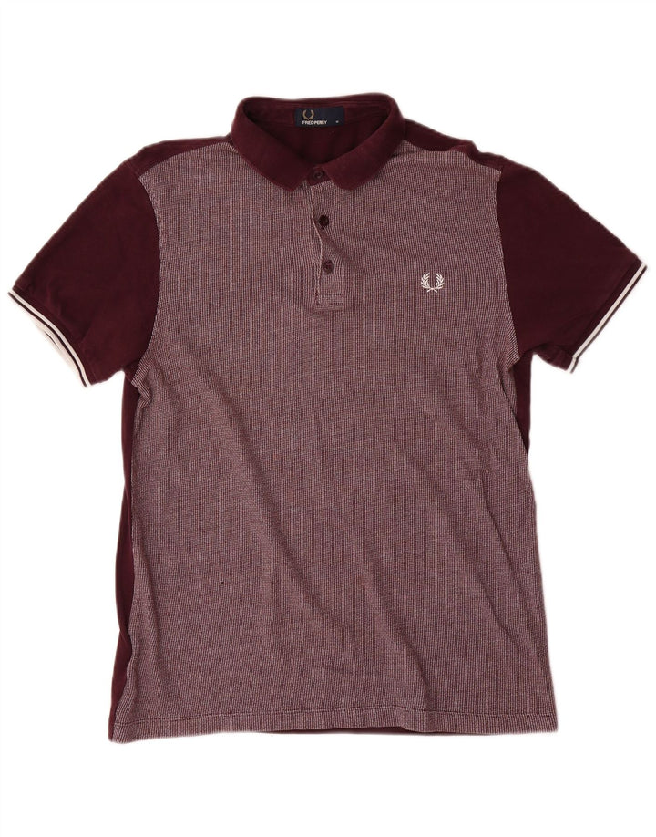 Camisa polo masculina Fred Perry de algodão xadrez médio Borgonha