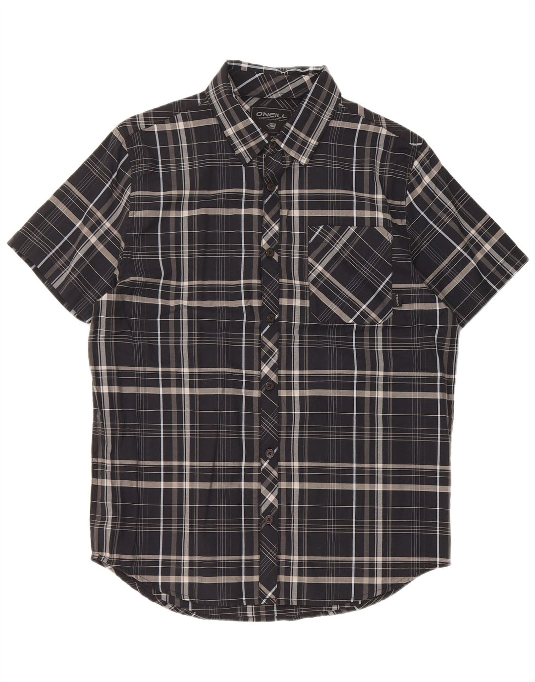 Camisa masculina de manga curta O'Neill, algodão xadrez preto médio