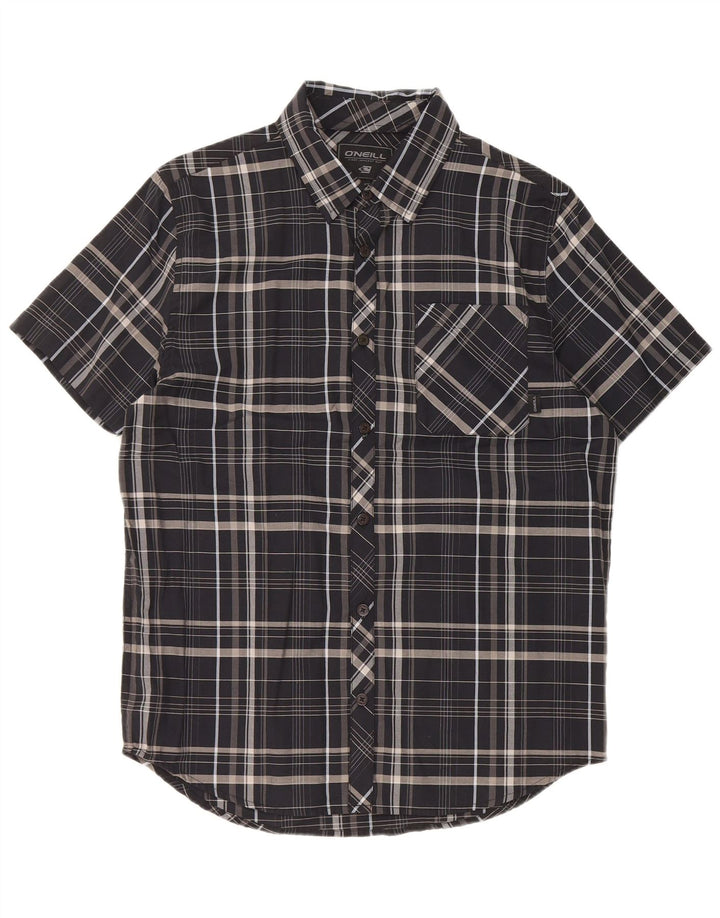 Camisa masculina de manga curta O'Neill, algodão xadrez preto médio