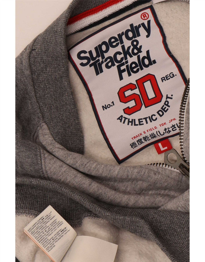 Superdry Mens Graphic Tracksuit Top Jacket Grande Cinza Colorblock Algodão