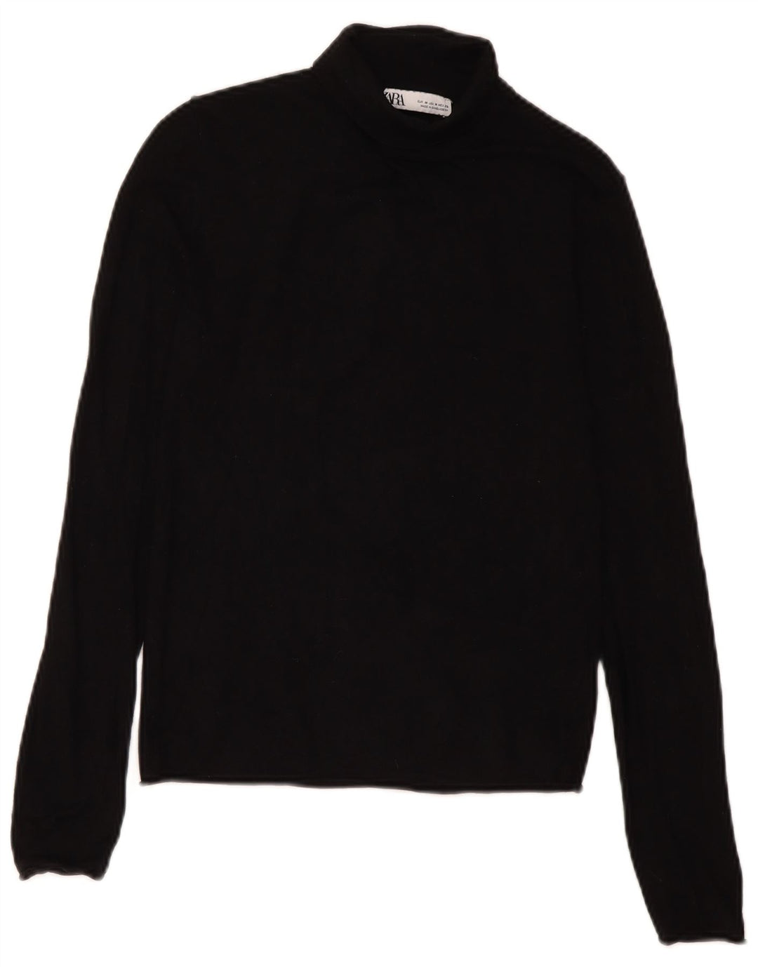 Suéter feminino Zara com gola redonda e viscose preta média Reino Unido 12