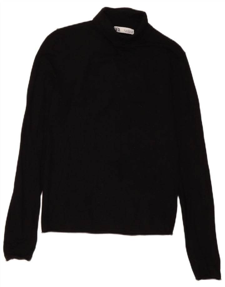 Suéter feminino Zara com gola redonda e viscose preta média Reino Unido 12