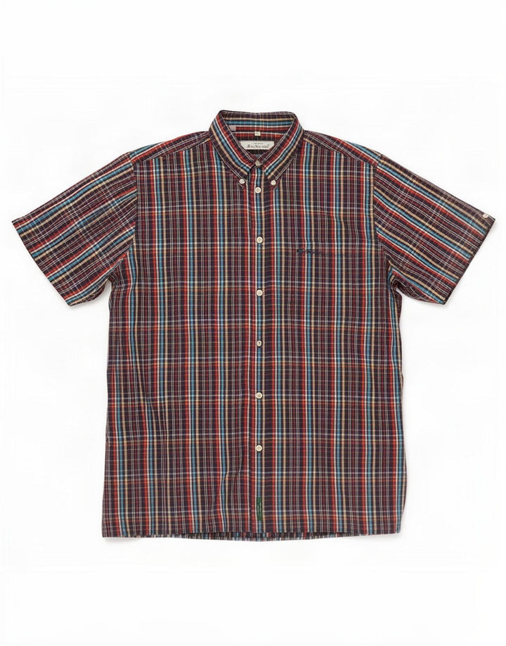 Camisa masculina de manga curta Ben Sherman XL algodão xadrez multicolorido