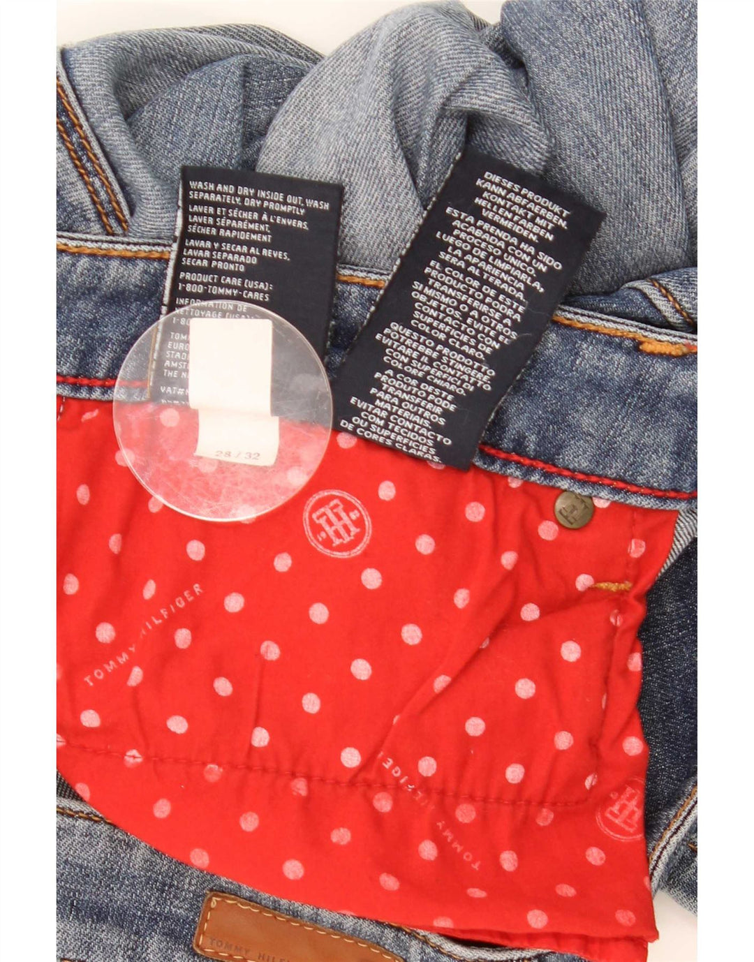 Jeans retos femininos Tommy Hilfiger W28 L32 algodão azul