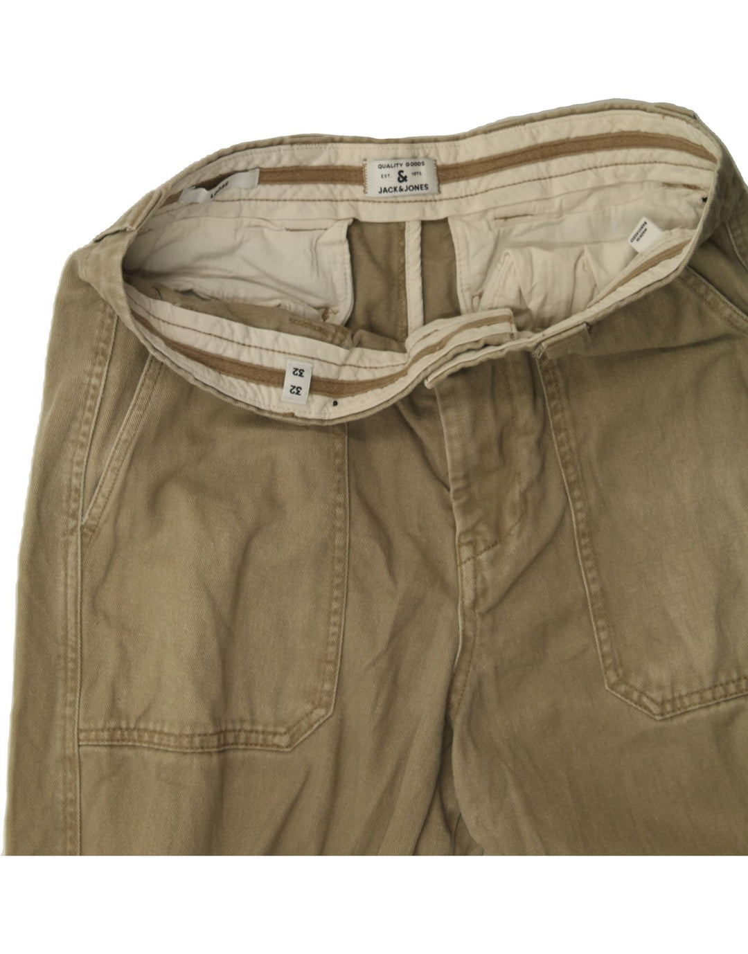 JACK & JONES Mens Straight Casual Trousers W32 L32  Beige Cotton Vintage Jack & Jones and Second-Hand Jack & Jones from Messina Hembry 