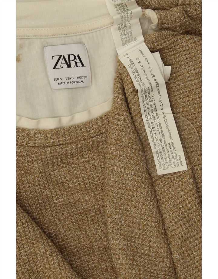 Zara Top masculino manga comprida pequeno algodão bege