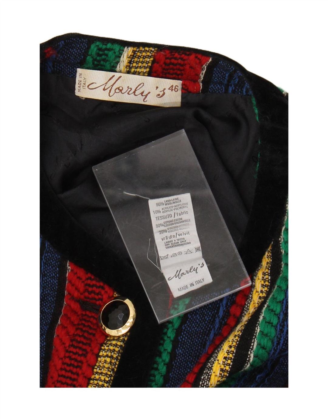 Jaqueta blazer feminina de 4 botões MORLY'S IT 46 grande listrada multicolorida