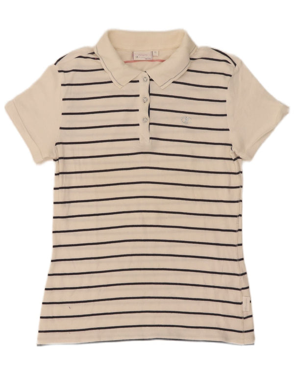Camisa polo feminina Champion Heritage Fit 13-14 anos XL listrada branca