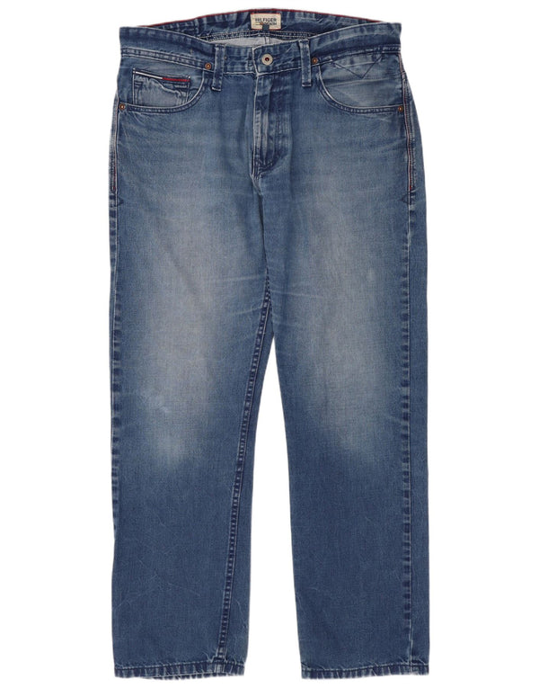 Jeans retos masculinos Tommy Hilfiger W32 L30 algodão azul