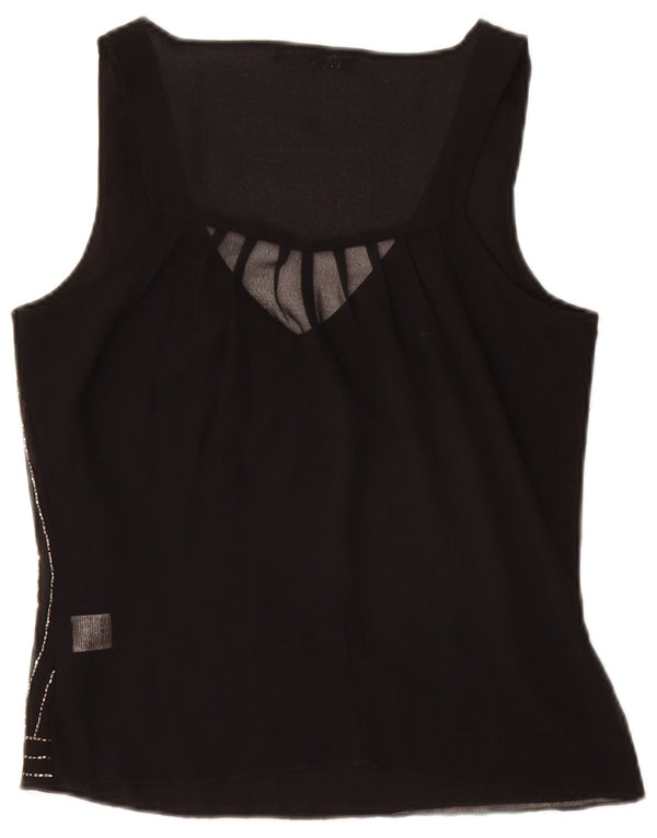 Blusa feminina sem mangas JANE NORMAN UK 8 listrada preta pequena