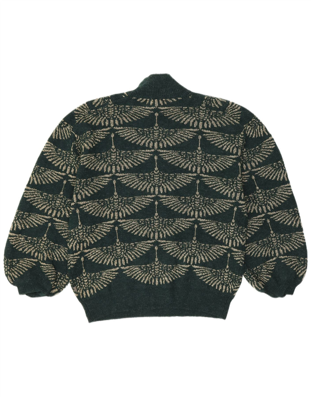 Suéter feminino vintage com gola tartaruga Reino Unido 14 verde médio