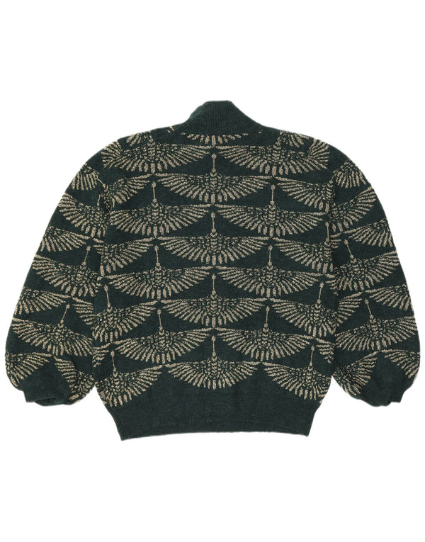 Suéter feminino vintage com gola tartaruga Reino Unido 14 verde médio