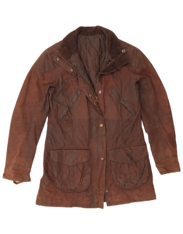 Jaqueta feminina de algodão encerado Barbour UK 8 pequena marrom