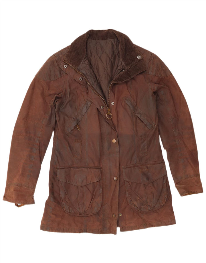 Jaqueta feminina de algodão encerado Barbour UK 8 pequena marrom