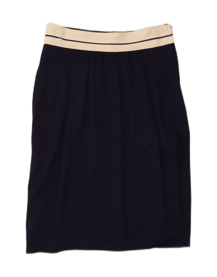 Saia reta feminina Ferretti Studio UK 12 médio W26 azul marinho rayon