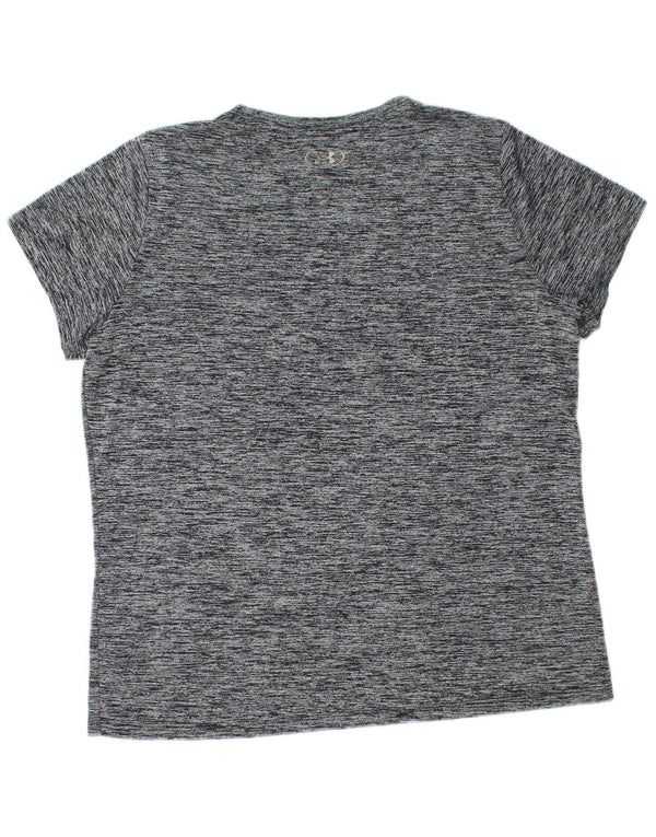 Camiseta feminina Under Armour Heat Gear Top UK 18 XL cinza manchado de poliéster