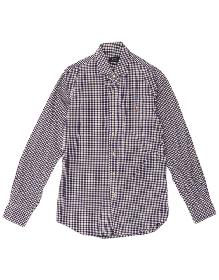 Camisa polo Ralph Lauren masculina slim fit grande algodão guingão azul