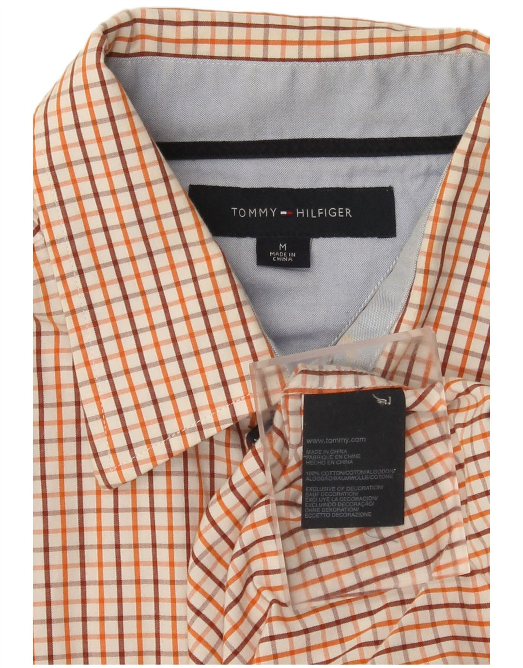 Camisa masculina Tommy Hilfiger média xadrez multicolorida de algodão