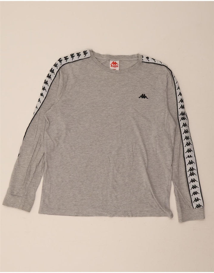 Top gráfico masculino KAPPA manga comprida grande algodão colorblock cinza