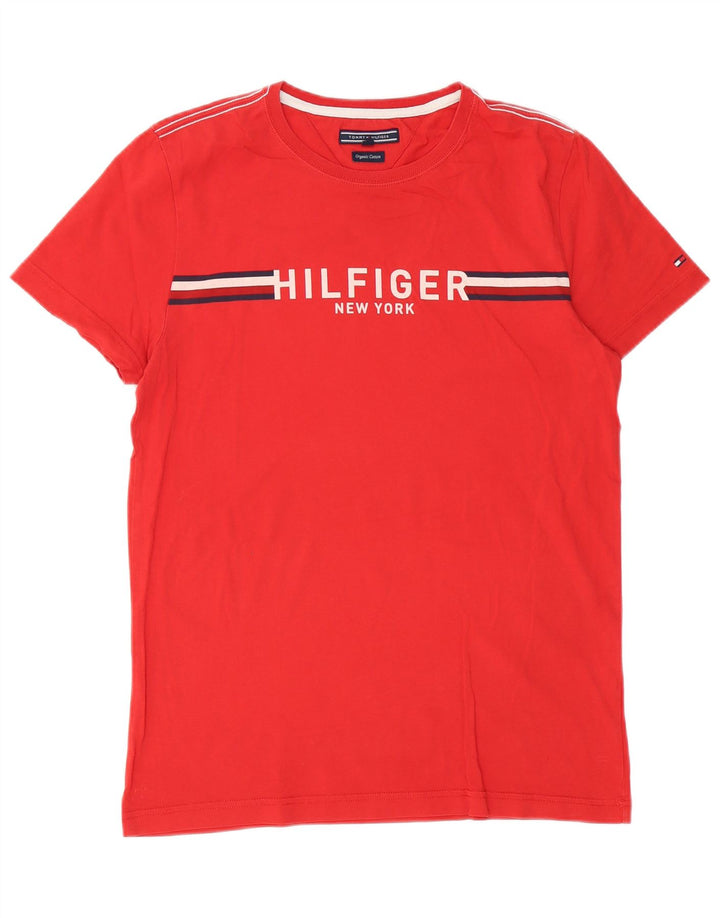 Tommy Hilfiger Camiseta masculina gráfica Top médio algodão vermelho