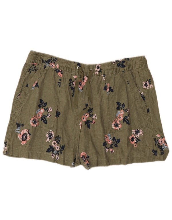 Shorts feminino Nautica grande W34 linho floral verde