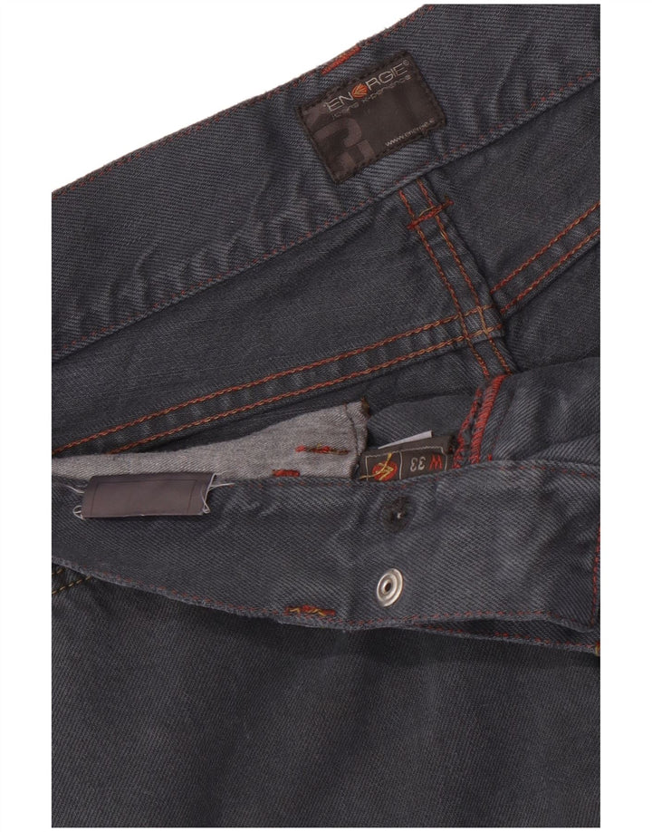 Energie Calça jeans feminina larga W33 L35 algodão azul marinho