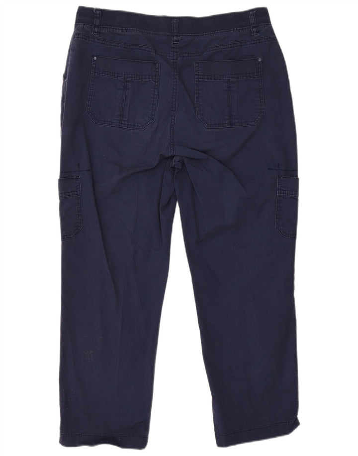 Calça cargo feminina reta Lee US 10 grande W32 L24 algodão azul marinho