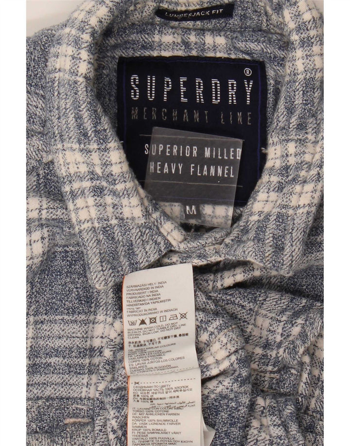 Camisa de flanela masculina Superdry Algodão xadrez cinza médio