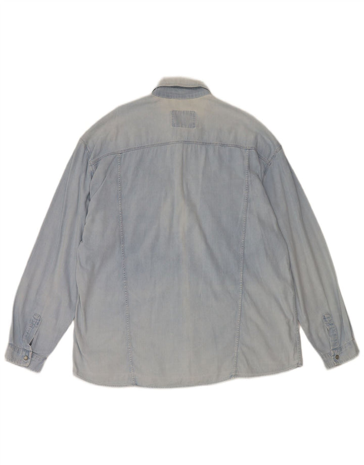 Camisa jeans masculina vintage XL azul