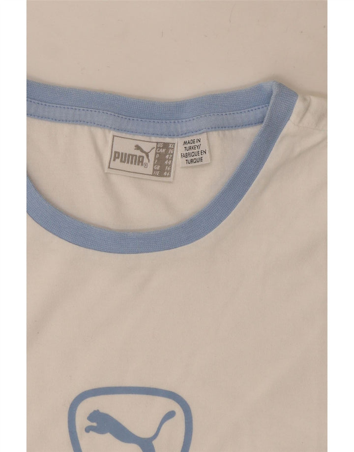 Puma Camiseta Feminina Graphic Top UK 14 Médio Branco