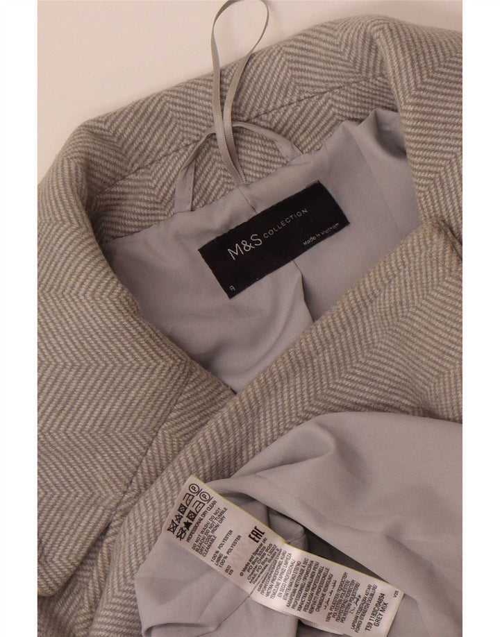 Sobretudo feminino Marks & Spencer UK 8 pequeno poliéster cinza