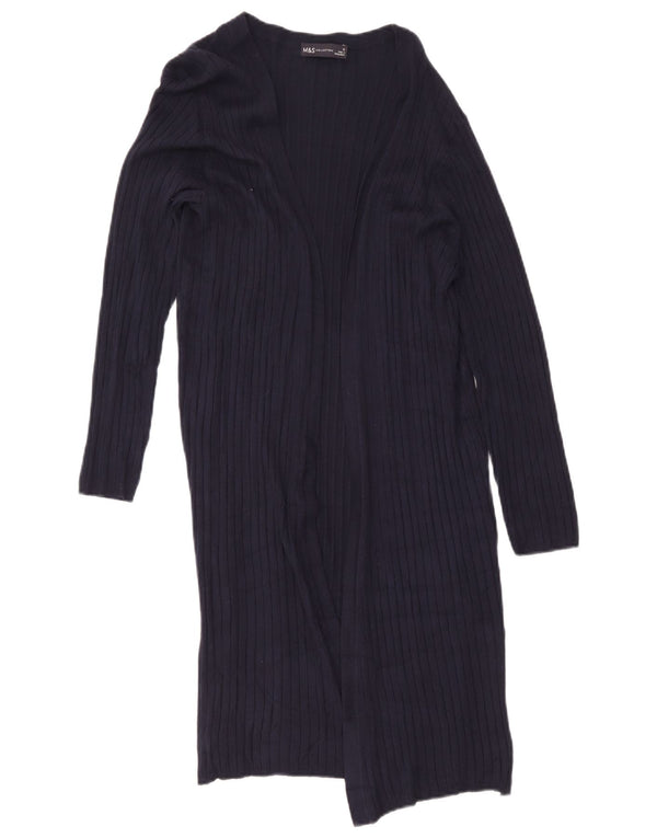 Suéter cardigã feminino Longline da Marks & Spencer Reino Unido 12 médio azul marinho