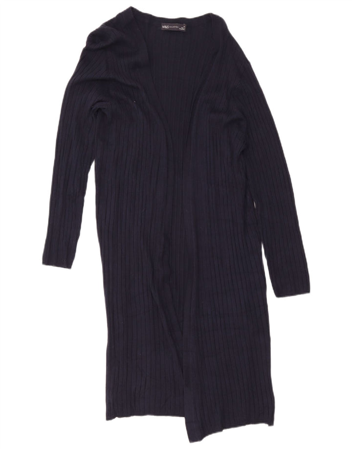 Suéter cardigã feminino Longline da Marks & Spencer Reino Unido 12 médio azul marinho