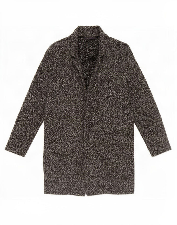 Sobretudo feminino Marks & Spencer Reino Unido 8 pequeno poliéster manchado cinza