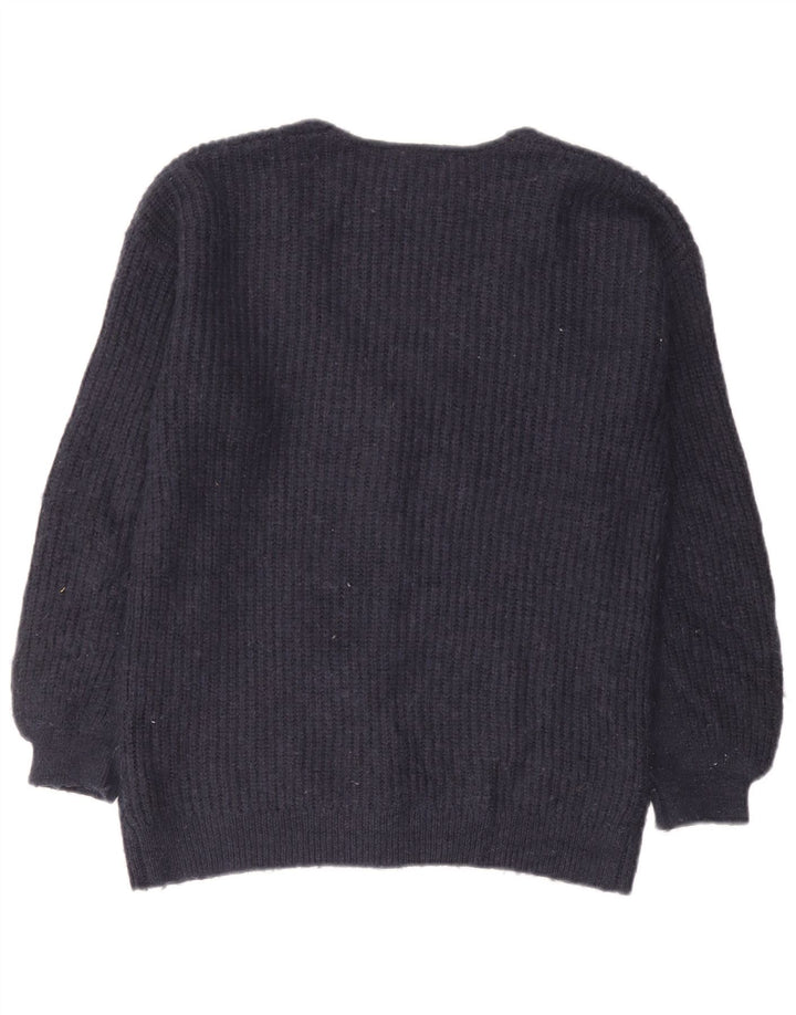 Suéter cardigã feminino grande Marks & Spencer Reino Unido 10 pequeno azul marinho