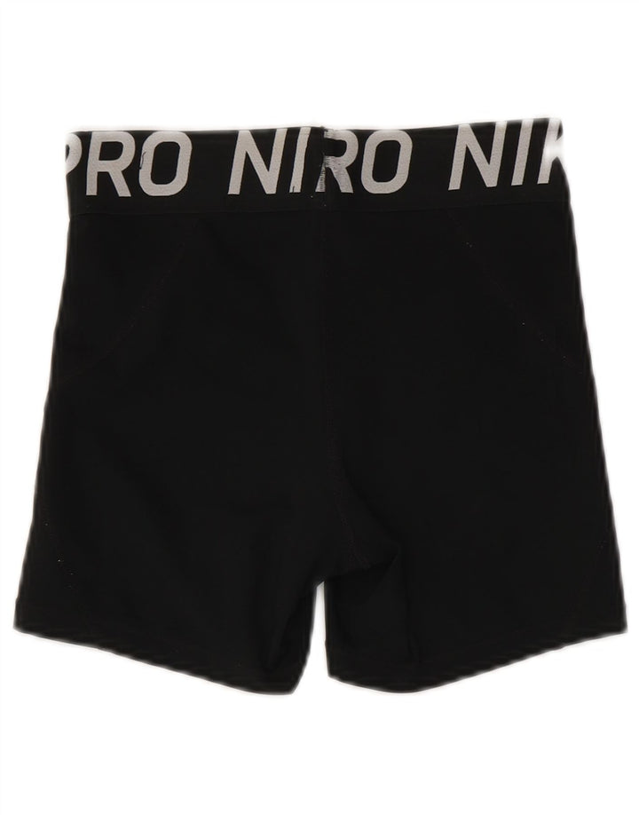 Shorts esportivos gráficos femininos NIKE Dri Fit UK 8 pequenos pretos de poliéster