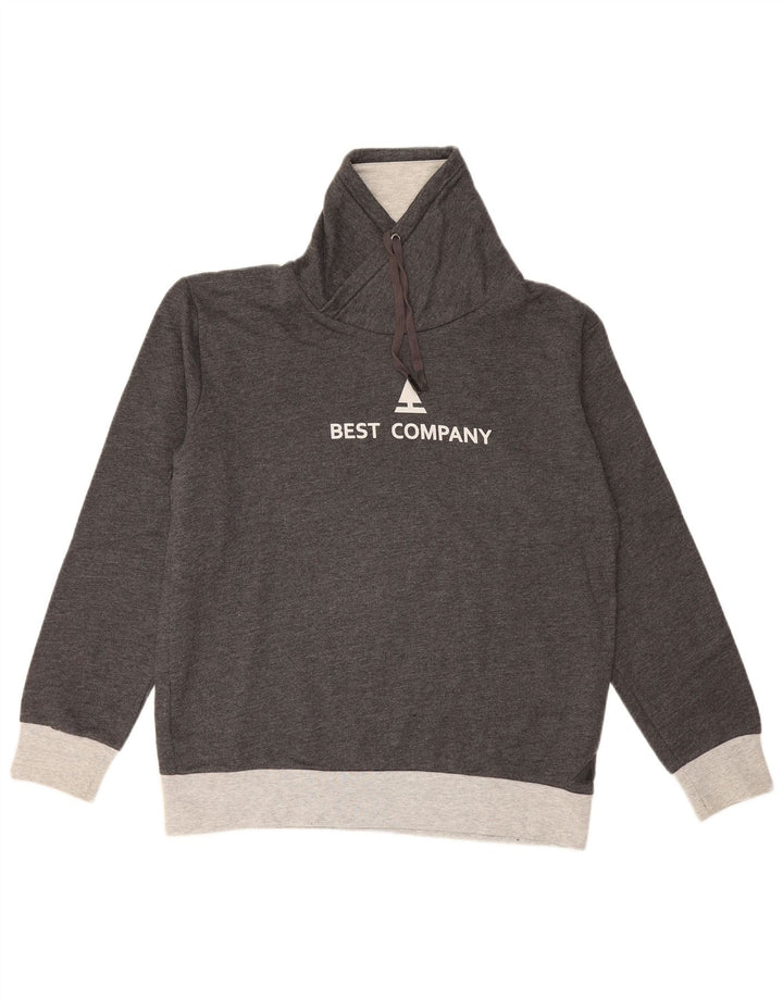 Suéter gráfico masculino Best Company grande bloco colorido cinza