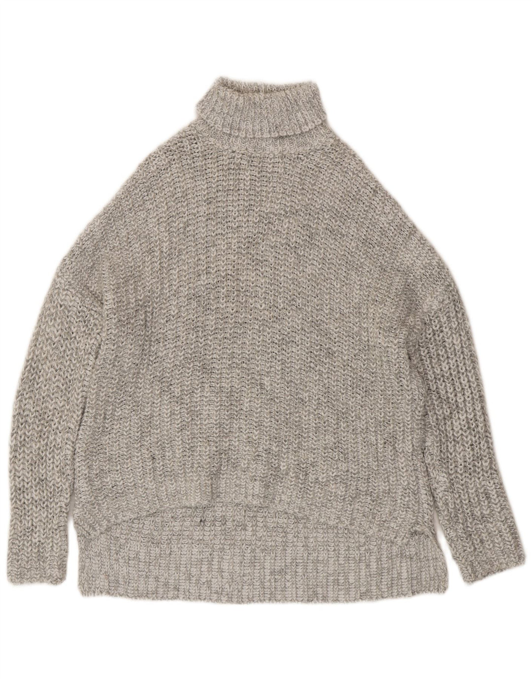 Zara Suéter feminino oversized com gola redonda Reino Unido 14 cinza médio manchado