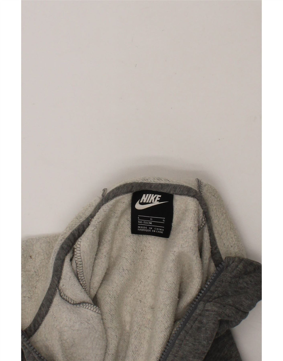 NIKE Girls Zip Hoodie Sweater 12-13 Years Large Grey Cotton Vintage Nike and Second-Hand Nike from Messina Hembry 
